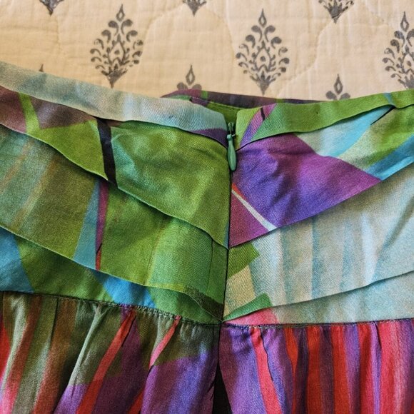 MNG A-Line Tropical Cotton Skirt – Size 10 | Boho Multicolor Summer Vibe - Picture 12 of 14